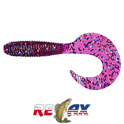 Твистер Relax 3.0" Standart (TS291 electric blue-red, blue glitter)