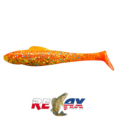 Виброхвост Relax Ohio 4.0" Laminat (L272 orange-silver glitter chartreuse-multi glitter)