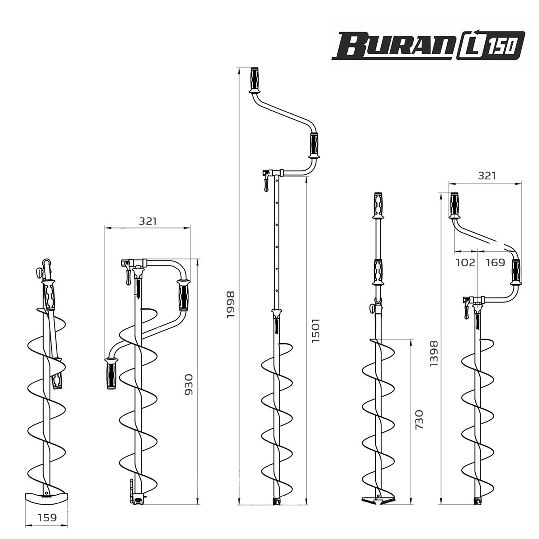 Ледобур Тонар Buran L левое вращение 12