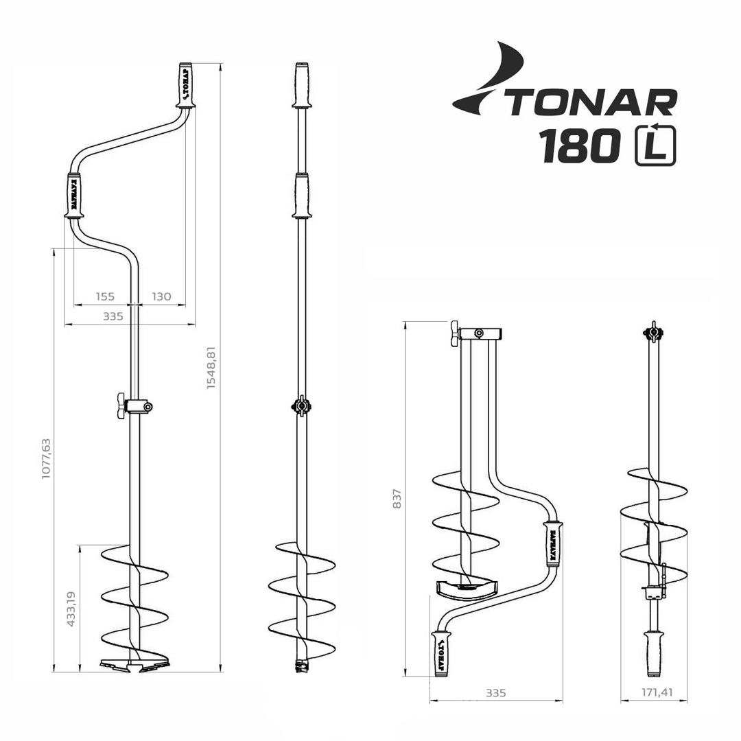 Ледобур Тонар ЛР Двуручный левое вращение 13