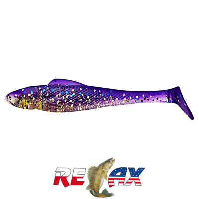 Виброхвост Relax Ohio 4.0" Laminat (L321 electric blue-blue glitter clear-gold glitter)