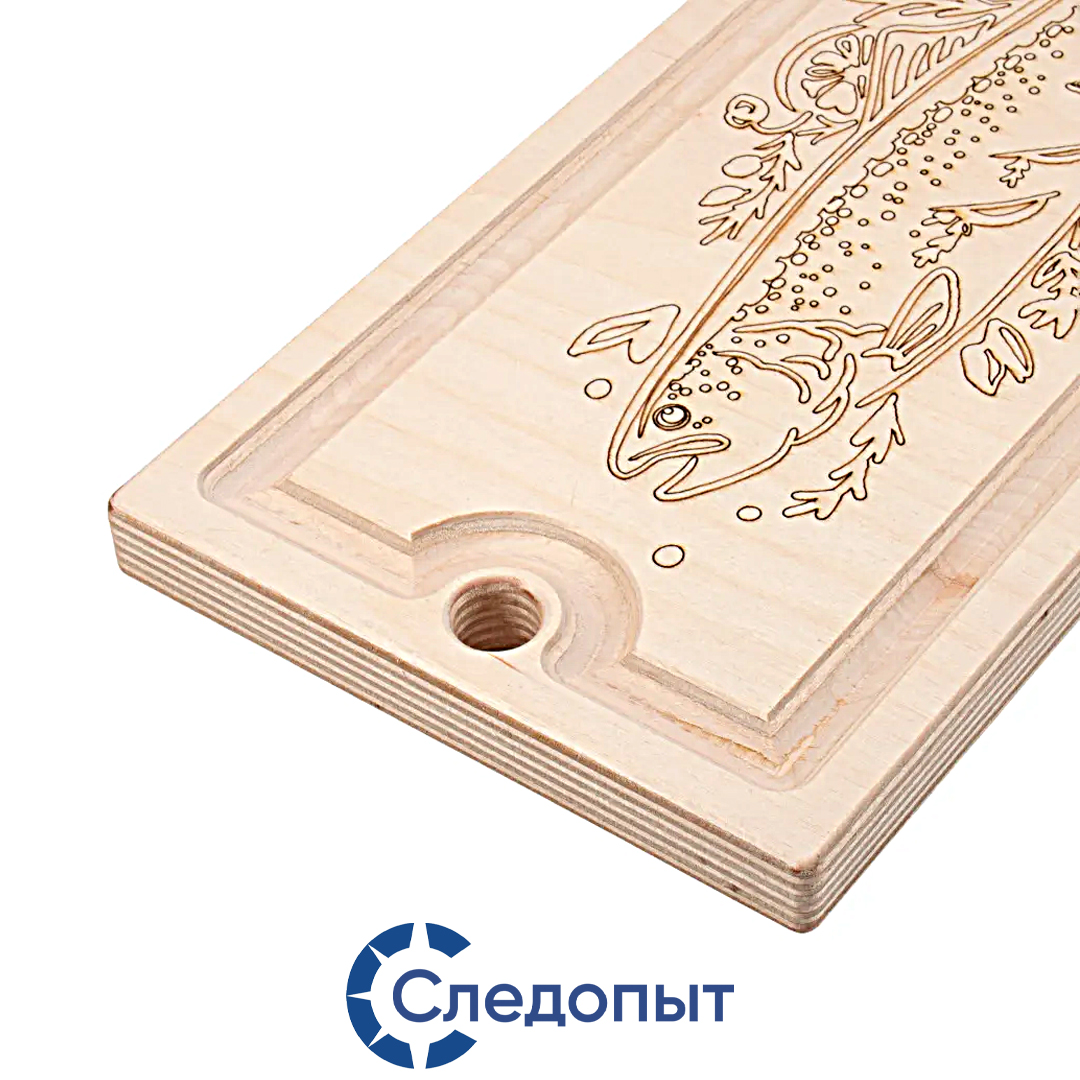 Доска разделочная Следопыт с прищепкой для рыбы, с фаской 03