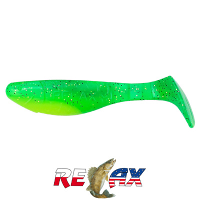 Виброхвост Relax Kopyto 3.0" Laminat (L280 lime-gold, black glitter silk)