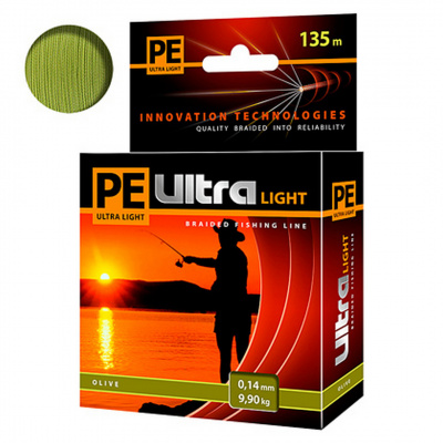 Шнур Aqua PE Ultra Light Oliva 135m (0,14, 9,9kg)