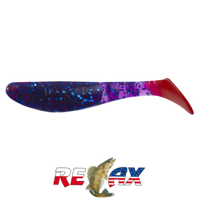 Виброхвост Relax Kopyto 3.0" Tail (T105 electric blue-blue glitter red)