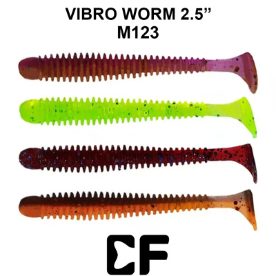 Виброхвост CF Vibro Worm 2.5" (81-65-M123-6 mix Кальмар)