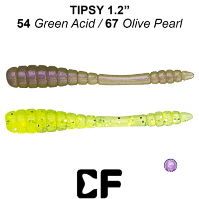 Червь CF Tipsy 1.2" (69-30-54/67-1 UV green acid/olive pearl Анис)