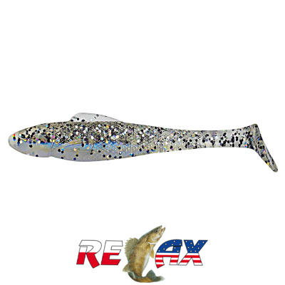 Виброхвост Relax Ohio 4.0" Laminat (L038 clear-black, hologram glitter blue pearl)