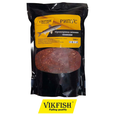 Прикормка Vikfish зимняя увлажненная Рипус  500гр. (красный креветка)