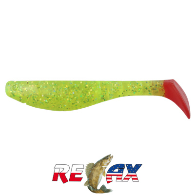Виброхвост Relax Kopyto 4.0"L Tail (T028 chartreuse-hologram glitter red)