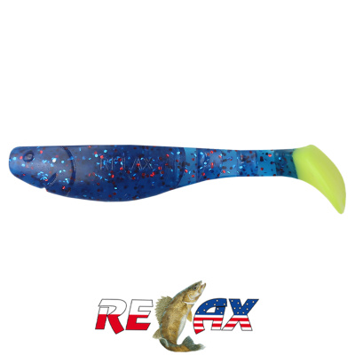 Виброхвост Relax Kopyto 4.0"L Tail (T079 blue-red, blue glitter silk)