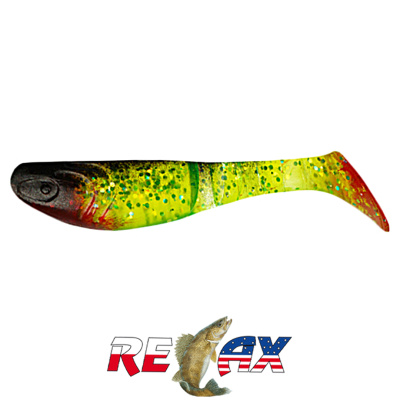 Виброхвост Relax Kopyto 3.0" Standart (S067 black chartreuse-hologram glitter)