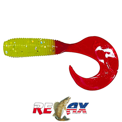 Твистер Relax 2.0" Standart (TS058 red chartreuse-hologram glitter)