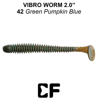 Виброхвост CF Vibro Worm 2.0" (3-50-42-6 green pumpkin bl Кальмар)