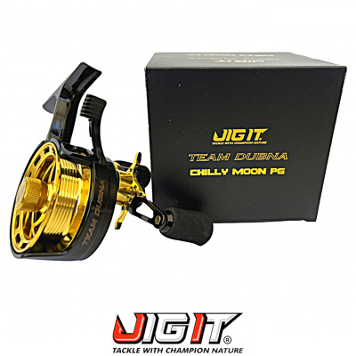 Катушка зимняя Jig It Team Dubna Chilly Moon PG (CMPG-L, 2.8:1, 7+1rb, 197гр.black gold левая)