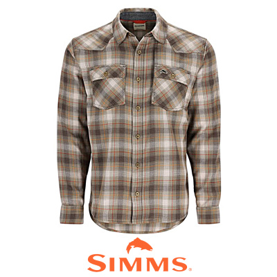 Рубашка Simms Santee Flannel LS Shirt (Black/Br.Blue Pane Ombre, M)