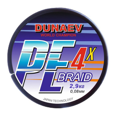 Шнур Dunaev Braid PEx4 Green 150м (0,08, 2,9kg)