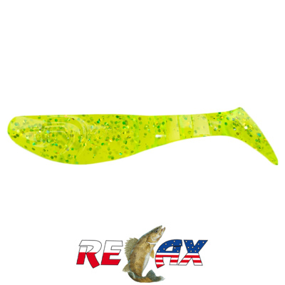 Виброхвост Relax Kopyto 3.0" Standart (S203 chartreuse-hologram glitter)