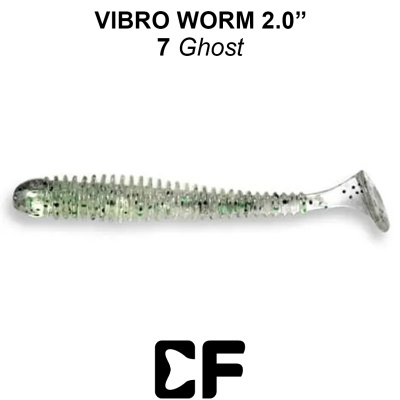 Виброхвост CF Vibro Worm 2.0" (3-50-7-6 ghost Кальмар)