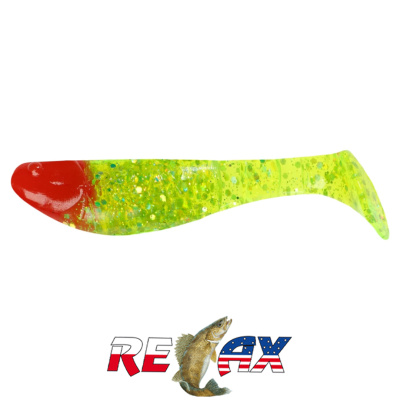 Виброхвост Relax Kopyto 2.5" H (Glowy) (H024 chartreuse-hologram glitter red)
