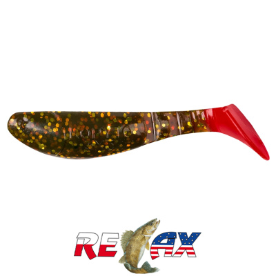 Виброхвост Relax Kopyto 3.0" Tail (T050 motor oil-gold glitter red)