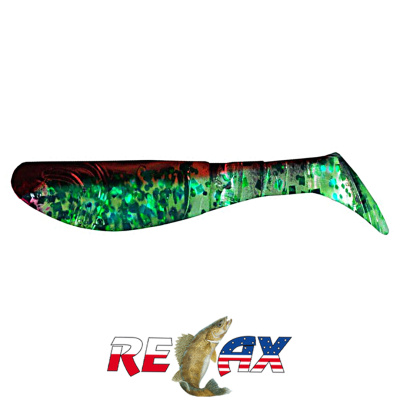 Виброхвост Relax Kopyto 3.0" Standart (S285 red clear-gold, green glitter)