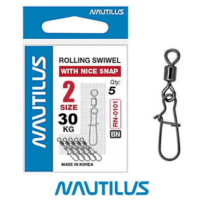 Вертлюг с застежкой Nautilus Rolling Swivel with Nice Snap (№ 2, 30кг.5шт.)