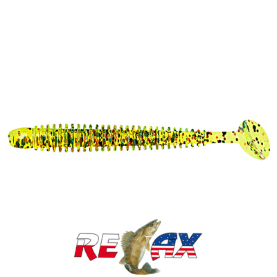 Виброхвост Relax Texas 5.0" Standart (S124 chartreuse-orange, black glitter)