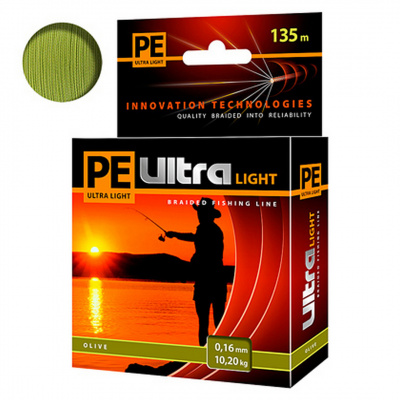 Шнур Aqua PE Ultra Light Oliva 135m (0,16, 10,2kg)