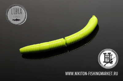 Червь Libra Lures Fatty D'Worm Сыр 65mm (027 green apple)