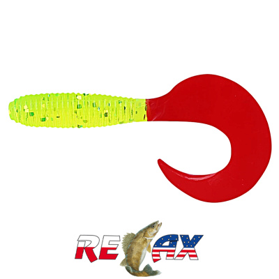 Твистер Relax 4.0" Standart (TS058 red chartreuse-hologram glitter)