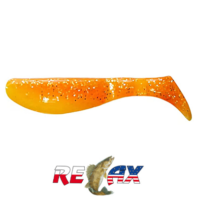 Виброхвост Relax Kopyto 3.0" Laminat (L119 orange-silver glitter silk)