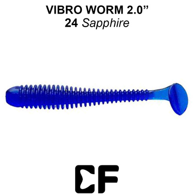 Виброхвост CF Vibro Worm 2.0" (3-50-24-6 sapphire Кальмар)
