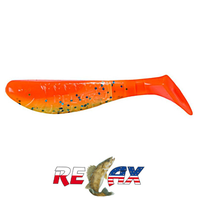Виброхвост Relax Kopyto 3.0" Laminat (L417 orange silk-blue glitter)