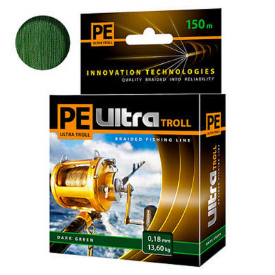 Шнур Aqua PE Ultra Troll D.Green 150m (0,18, 13,6kg)