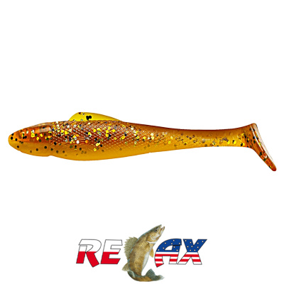 Виброхвост Relax Ohio 4.0" Laminat (L121 rootbeer-gold black glitter gold pearl)