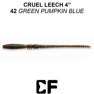 Червь CF Cruel Leech 4.0" (41-100-42-6 green pumpkin bl Кальмар)