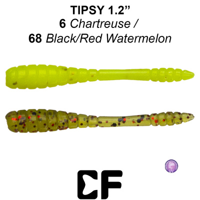 Червь CF Tipsy 1.2" (69-30-6/68-1 UV chartreuse/watermelon Анис)