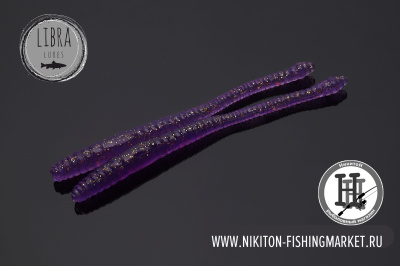 Червь Libra Lures Dying Worm Сыр 70mm (020 purple with glitter)