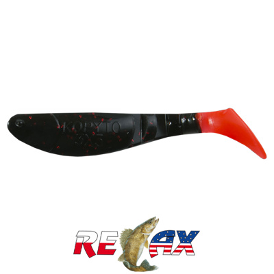 Виброхвост Relax Kopyto 3.0" Tail (T066 black-red glitter super red)