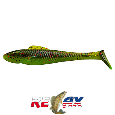Виброхвост Relax Ohio 4.0" Laminat (L082 watermelon-black red glitter chartreuse-silver glitter)