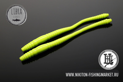 Червь Libra Lures Dying Worm Сыр 70mm (027 green apple)