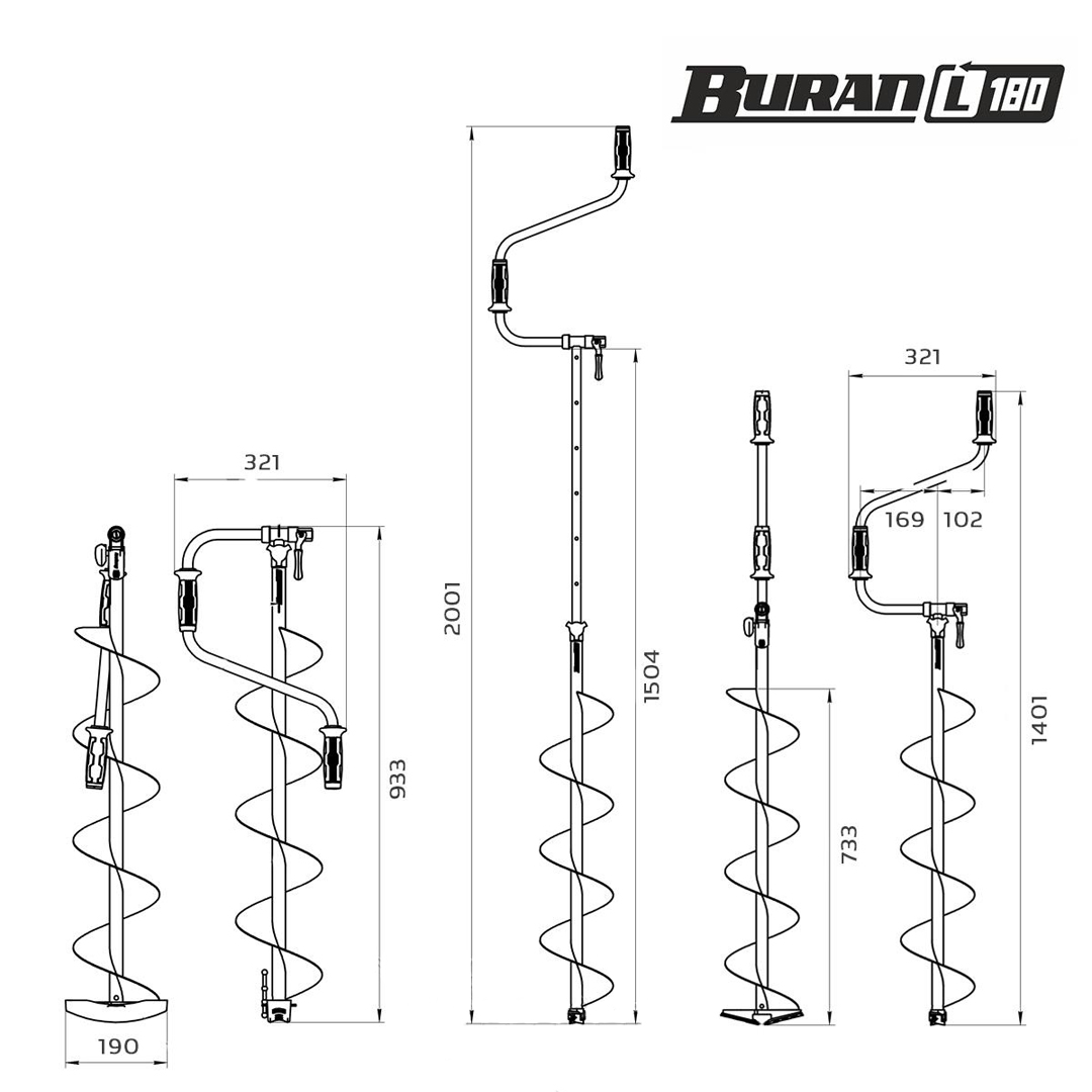 Ледобур Тонар Buran L левое вращение 13