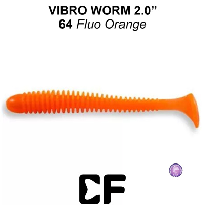 Виброхвост CF Vibro Worm 2.0" (3-50-64-6 UV fluo orange Кальмар)