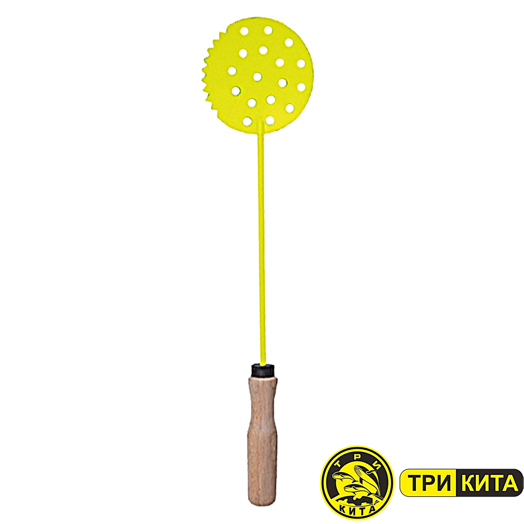 Черпак Три Кита порошково-окрашенный с деревянной ручкой 02 желтый
