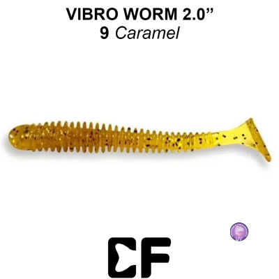 Виброхвост CF Vibro Worm 2.0" (3-50-9-6 UV caramel Кальмар)