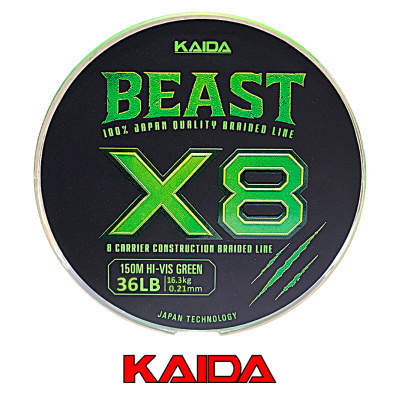 Плетёный шнур Kaida Razor Beast 8X 150м Green (0,21, 36lb (16,3кг))