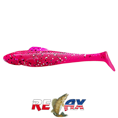 Виброхвост Relax Ohio 4.0" Laminat (L472 pink-black glitter clear-silver glitter)