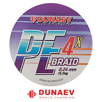 Шнур Dunaev Braid PEx4 150м Multicolor (0,24, 15,5kg)
