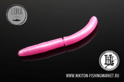 Червь Libra Lures Fatty D'Worm Сыр 65mm (018 pink pearl)
